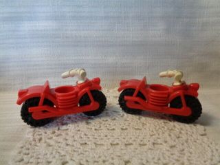 2 Vintage Fisher Price? Little People Red Motorcycle