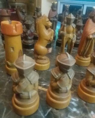 Rare Anri King Richard Chess Set Hand Carved And Painted