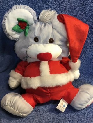 Vtg Fisher Price Puffalump Mouse Christmas Santa Stuffed Plush 8029