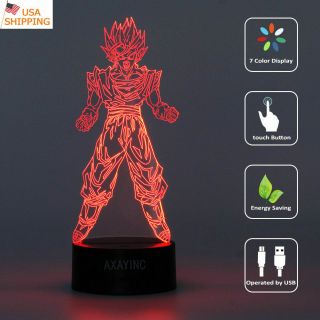 Dragon Ball Z Son Goku 3d Led Night Light Touch Table Desk Lamp Xams Gift Rgb Us