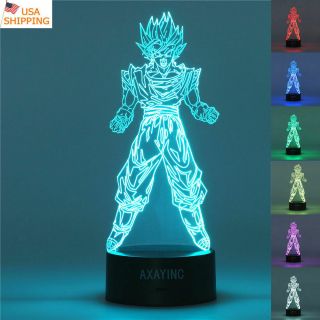 Dragon Ball Z Son Goku 3D LED Night Light Touch Table Desk Lamp Xams Gift RGB US 2