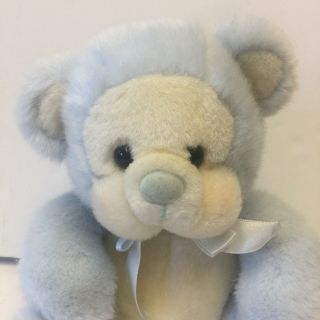 Russ Berrie PUFFUMS Plush Stuffed Animal Teddy Bear Light Blue & Cream Rattle 2