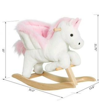 Baby Kid Toy Wooden Plush Rocking Horse Unicorn Style Riding Rocker With Sound