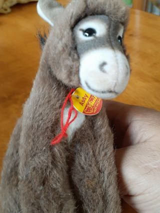Vintage Steiff Assy Donkey plush,  ID button c 1978 1510/14 2