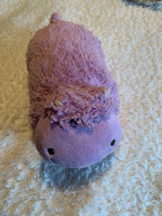 Pillow Pet Pee Wee Purple Hippo Plush Toy 11” Wide Foldable Kids Animal