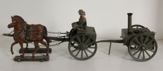 German Ww 2 Hausser Elastolin Horse,  Cart With Field Kitchen - 7 Cm