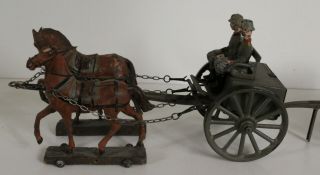 German WW 2 Hausser Elastolin Horse,  Cart with Field Kitchen - 7 cm 2