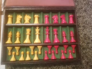 Antique Bakelite Chess And Checkers Set,  Metro Games,  No Board,  Large Staunton.