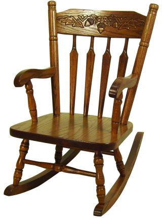 Kids Rocking Chair Acorn Amish Built Solid Oak Wood Childs Rocker