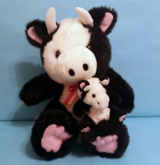 Kids Of America Corp.  Mother Cow With Calf Plush Stuffed Animal Toy 13 "