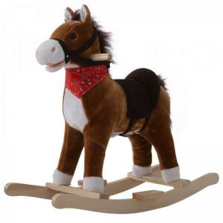 Kids Plush Toy Rocking Horse Ride On With Realistic Sounds,  Lightweight