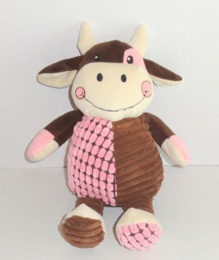 Dan Dee Brown Pink Cow Plush Corduroy Ribbed 12 " Dandee P11