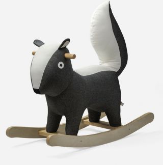 Hallmark Baby Skunk Rocking Horse Ride On Wooden Plush Rocker Toy - Nib Cute