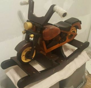 Wooden Rocking Motorcycle Horse Rocker Harley Solid Wood Hand Crafted Made