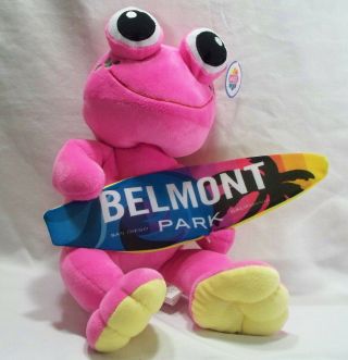 Belmont Park San Diego California Pink Stuffed Animal Plush With Surf Board 11 "