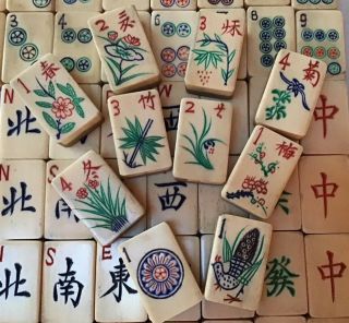Vintage Bone & Bamboo Mah Jongg 152 Tiles Nmjl Ready Mah Jong Mahjong