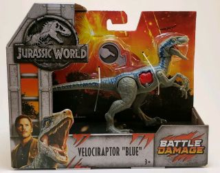 Jurassic World Fallen Kingdom Battle Damage Velociraptor Blue Jurassic Park