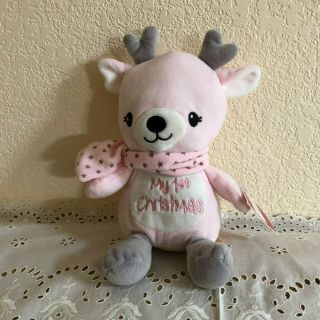 Dandee My 1st Christmas Pink Reindeer Stuffed Animal Plush First 10 " Baby