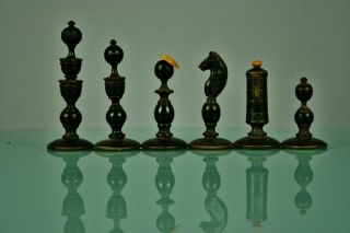 Antique Austrian Biedermeier Chess Set With Box 19.  c 2