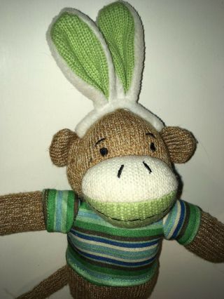 Dan Dee Brown Sock Monkey Wearing Bunny Ears 12 