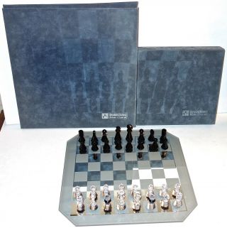 Magnificent Vintage Swarovski Silver Crystal Chess Set W/board & Boxes