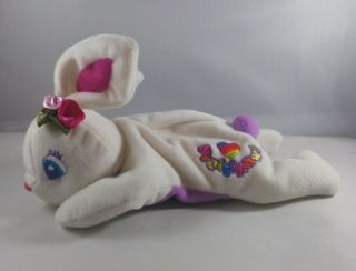 Vtg Lisa Frank " Prettipaws " Rainbow Bunny Beanie Beanbag Plush 8 " White