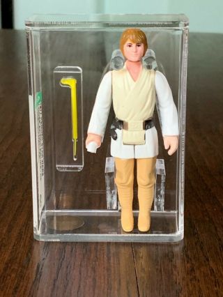 Star Wars Kenner 1977 Luke Skywalker Farmboy Dark Brown Hair Hk Afa 60