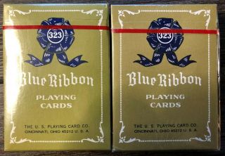2 Decks Blue Ribbon 323 Playing Cards Red And Blue Vintage