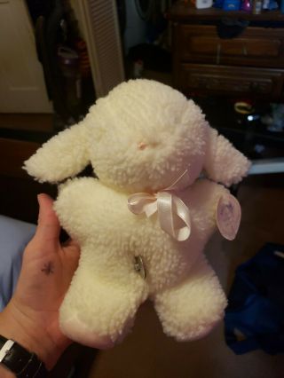 Eden Lamb Baby Sheep Plush Wind Up Musical Pink Flowers Mary Had A Little Lamb