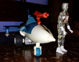vintage toys 1970 ' s Mego Micronauts Photon Sled and White TIme traveler loose 2