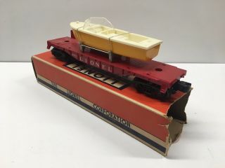 Vintage Lionel Postwar 6801 Flat Car with Yellow Boat and Box 2