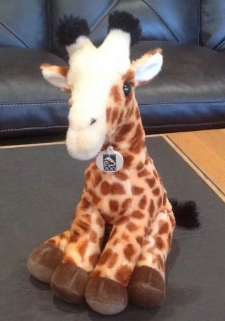 Wild Republic Baby Giraffe Cuddlekins 12 " Seated Bean Plush For Los Angeles Zoo.