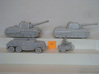 Marx Desert Fox / Battleground / Complete Set Of German Tanks / Vehicles (b)