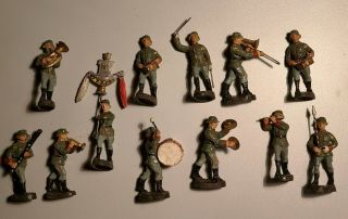 German Ww 2 Elastolin / Lineol - Music Group Wehrmacht Soldiers - 7cm Figurines