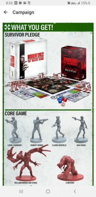 Resident Evil 2 Board Game Kickstarter All - In