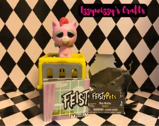 Feisty Pets Mini Misfits Sparkles Rainbowbarf Cage Ultra Rare Pink Unicorn