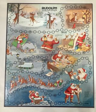 1977 Cadaco Inc.  Rudolph The Red - Nosed Reindeer Board Game Board Only.