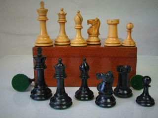 Antique Chess Set Weighted Staunton Pattern Ayres ? K 80 Mm Box