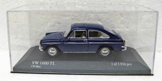 Very Rare 1966 Volkswagen Vw 1600 Tl Blue 1/43 Minichamps Mb Le