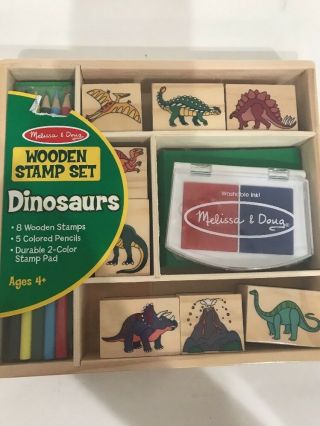 Melissa & Doug Dinosaur Wooden Stamp Set Toys Kids Arts Crafts Hobbies Age 4,