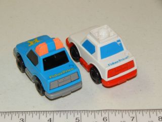 Vintage 1992 Fisher Price Flip Track Mountain Police & Ambulance Cars Only 2