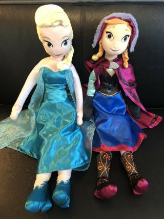 Disney Frozen Plush/stuffed Elsa & Anna Princess 2 Dolls - 30” Inches Tall