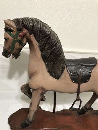 Large Vintage Hand Carved Wood Rocking Horse Child Pull Toy Leather Saddle 3