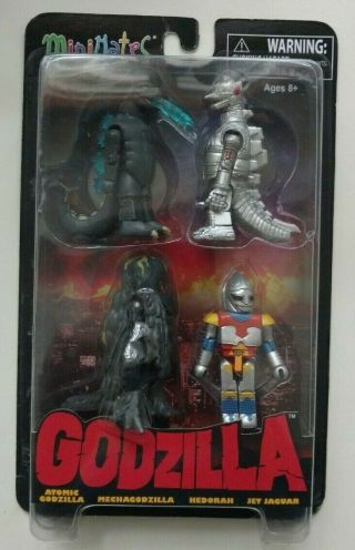 Godzilla Minimates Series 2 - Godzilla,  Jet Jaguar,  Hedorah,  Mechagodzilla