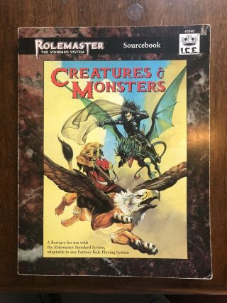 Creatures And Monsters Rolemaster Sourcebook,  I.  C.  E 5540 Exc.  Cond.