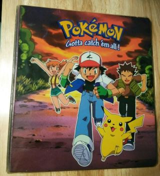 Pokemon Vintage 1999 Nintendo Card Hard Plastic 3 - Ring Binder Ash Pikachu Fair