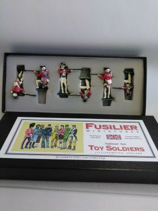 6 Fusilier Hand Painted American Revolutionary War British Soldiers Firing