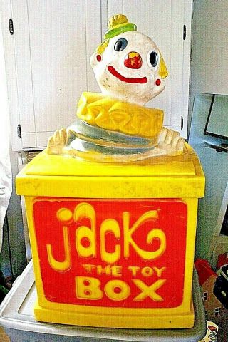 Jack The Toy Box 32 " Tall Vintage Jack In The Box Circus Clown Toy Box Rare