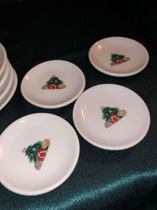Toy China Tea Set 18” Doll Size Christmas Trees 4 Plates CUPS Saucers NO TEAPOT 2