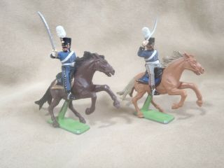 Britains / Timpo 1/32 Waterloo Mounted Prussian Brandenberg Dragoons X 2